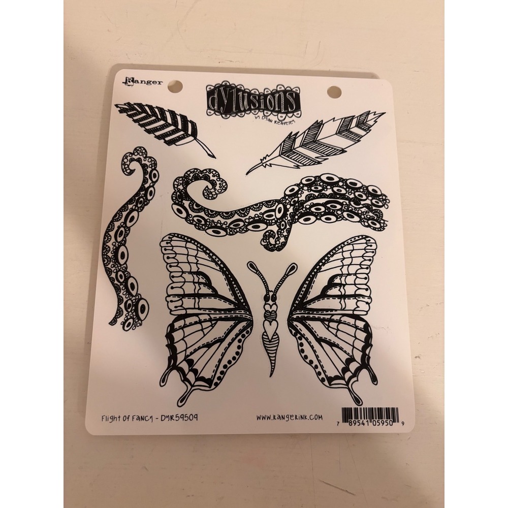Ranger Dylusions Flight of Fancy Cling Rubber Stamps Dyan Reaveley DYR59509 Set